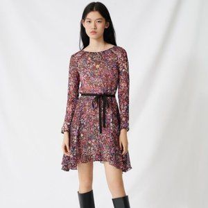 NWOT Maje Belted Floral Mini Dress Size 36